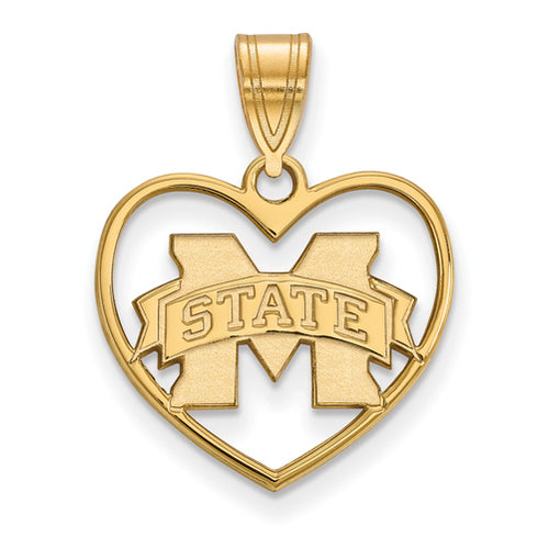 SS w/GP Mississippi State University Pendant in Heart