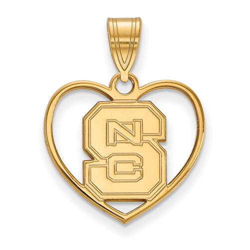 SS w/GP North Carolina State University Pendant in Heart