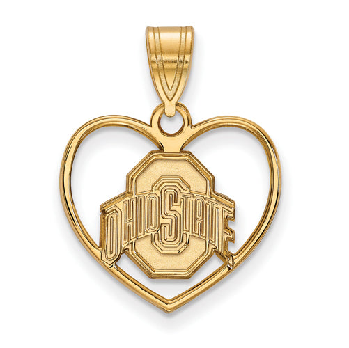 SS w/GP Ohio State U Pendant in Heart