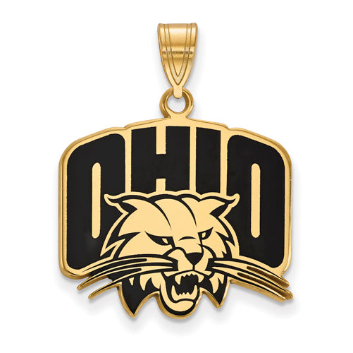 SS w/GP Ohio University Large Enamel Logo Pendant