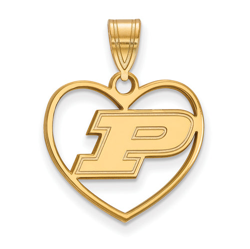 SS w/GP Purdue Letter P Pendant in Heart