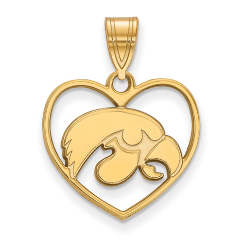 SS w/GP University of Iowa Pendant in Heart