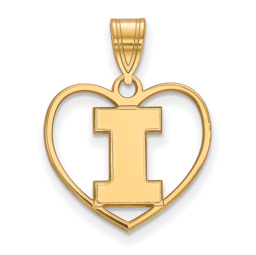 SS w/GP University of Illinois Pendant in Heart