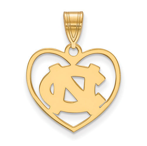 SS w/GP University of North Carolina NC Logo Pendant in Heart