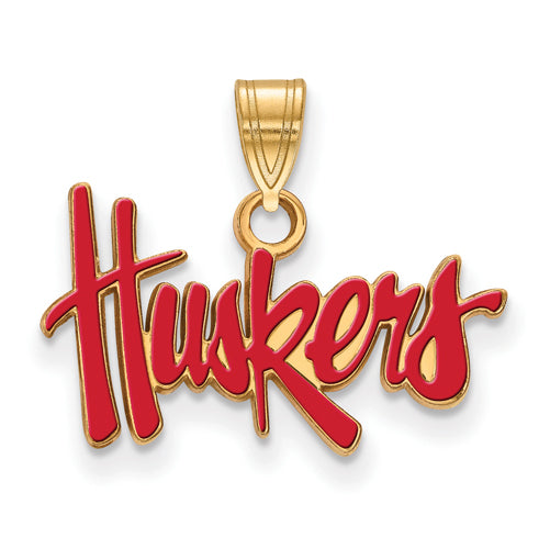 SS w/GP University of Nebraska Small Enamel Huskers Pendant