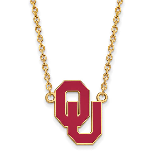 SS w/GP Oklahoma Large Enamel Pendant w/Necklace