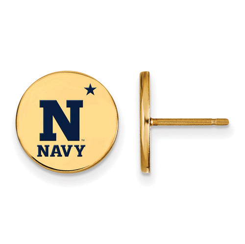 SS w/GP Navy Small Enamel Disc Earrings