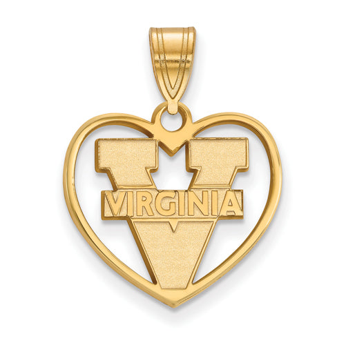 SS w/GP University of Virginia Text Logo Pendant in Heart