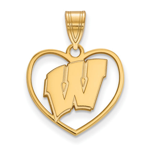 SS w/GP University of Wisconsin Pendant in Heart