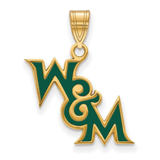 Sterling Silver Gold-plated LogoArt College of William and Mary Medium Enameled Pendant