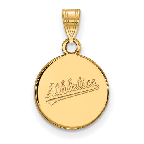 SS w/GP MLB LogoArt Oakland Athletics Script Small Disc Pendant
