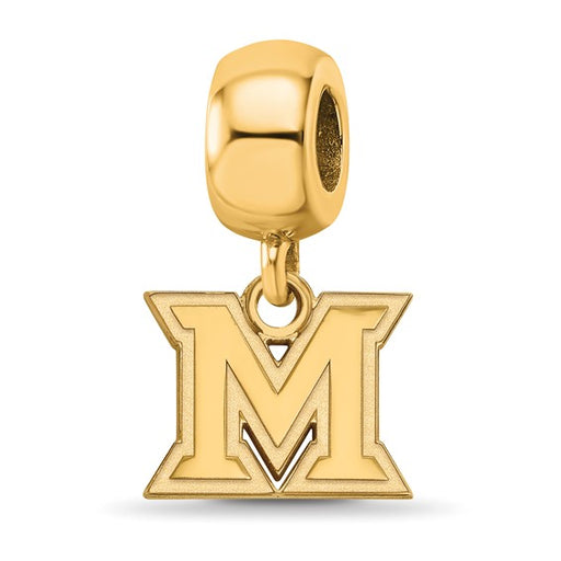 Sterling Silver Gold-plated LogoArt Miami University Ohio Letter M Extra Small Dangle Bead Charm