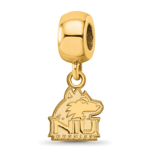 Sterling Silver Gold-plated LogoArt Northern Illinois University N-I-U Huskies Extra Small Dangle Bead Charm