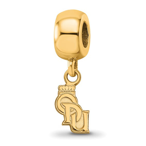 Sterling Silver Gold-plated LogoArt Old Dominion University O-D-U Extra Small Dangle Bead Charm
