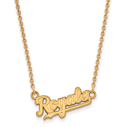 14ky MLB  Kansas City Royals Small "Royals" Pendant w/Necklace