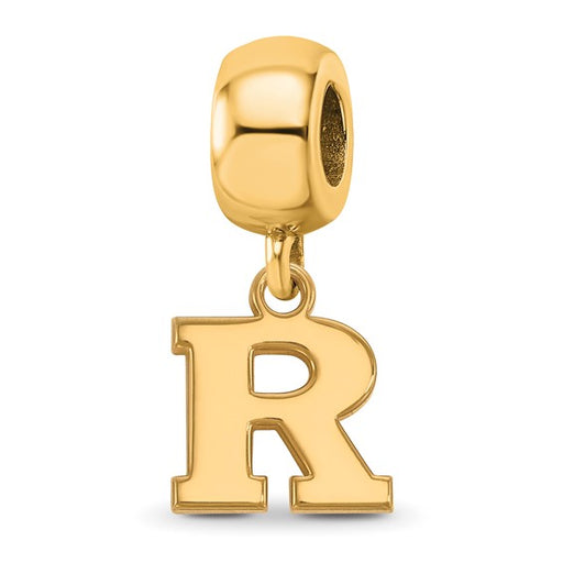Sterling Silver Gold-plated LogoArt Rutgers University Letter R Extra Small Dangle Bead Charm