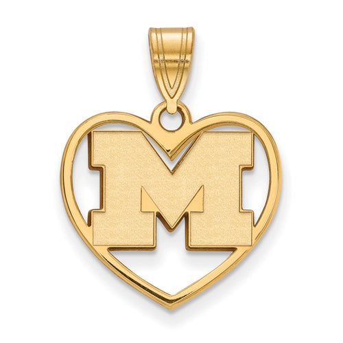 SS w/GP University of Michigan Pendant in Heart