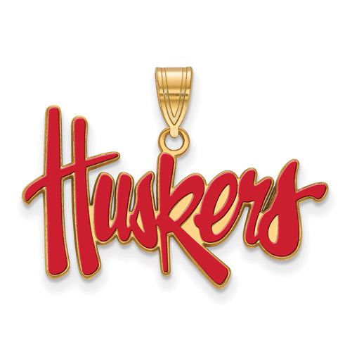 SS w/GP University of Nebraska Large Enamel Huskers Pendant