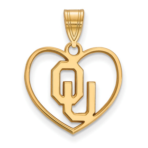 SS w/GP University of Oklahoma Pendant in Heart