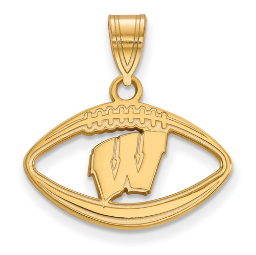 SS w/GP University of Wisconsin Letter W Pendant in Football
