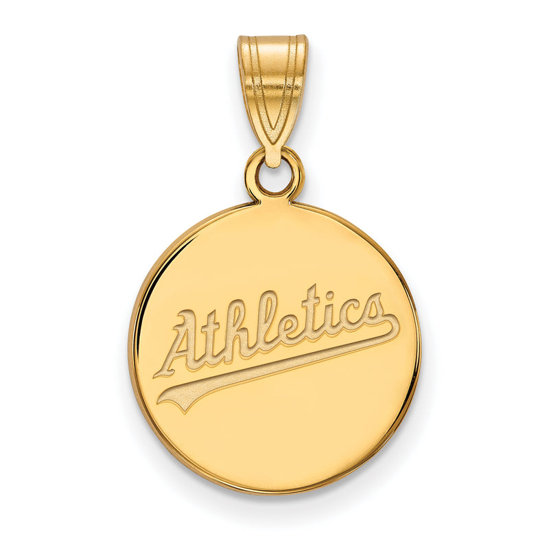 14k Gold MLB LogoArt Oakland Athletics Script Medium Disc Pendant