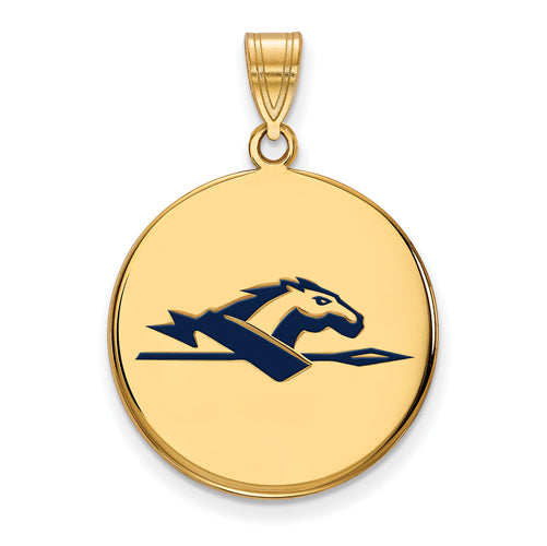 SS w/GP Longwood University Large Enamel Horse Disc Pendant