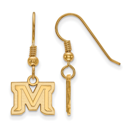 SS w/GP Montana State University XS Letter M Dangle Wire Earrings