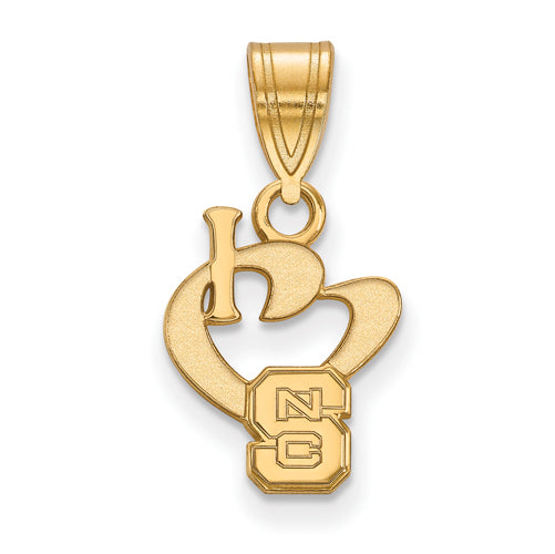 SS w/GP North Carolina State U Small I Love Logo Pendant