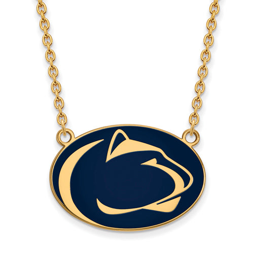 SS w/GP Penn State U Large Enamel Nittany Lion Pendant w/Necklace