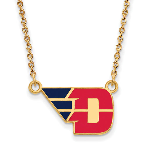 SS w/GP U of Dayton Small Enamel Pendant w/necklace