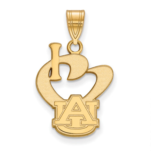 SS w/GP Auburn University Large I Love Logo Pendant