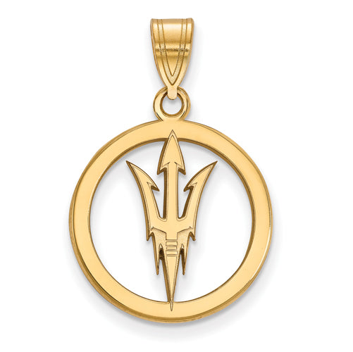 SS w/GP Arizona State University  Medium Pendant in Circle