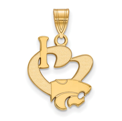 SS w/GP Kansas State University Large I Love Logo Pendant