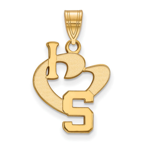 SS w/GP Michigan State U Large I Love Logo Pendant