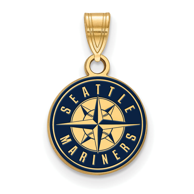 SS w/GP MLB LogoArt Seattle Mariners Circle Small Enameled Pendant