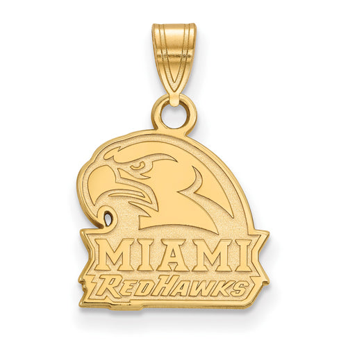 14ky Miami University Small Red Hawk Logo Pendant