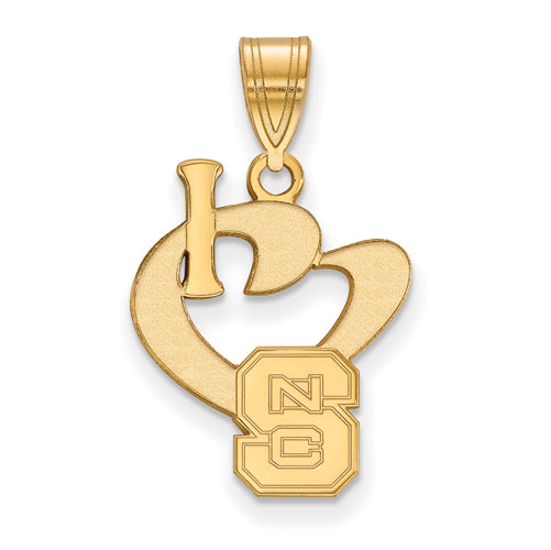 SS w/GP North Carolina State U Large I Love Logo Pendant