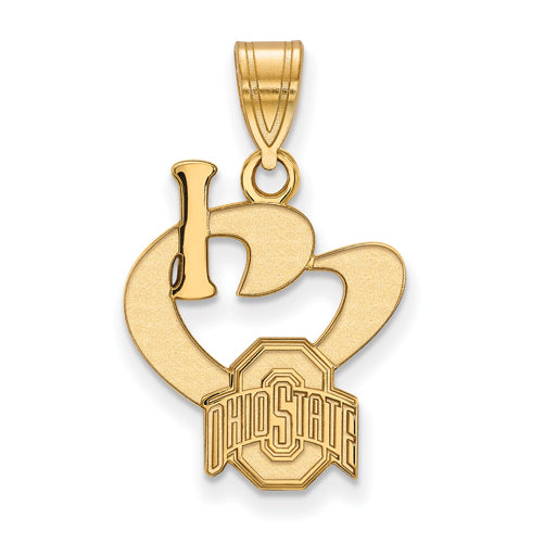 SS w/GP Ohio State U Large I Love Logo Pendant