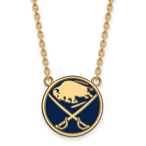 SS w/GP NHL Buffalo Sabres Lg Enl Pendant w/Necklace