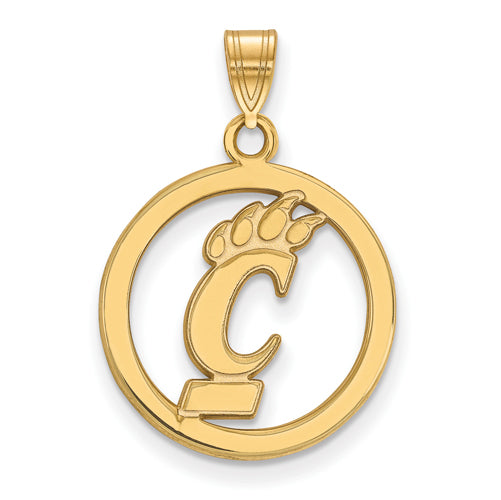 SS w/GP University of Cincinnati Sm Pendant in Circle