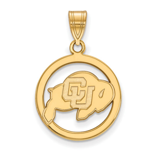 SS w/GP University of Colorado Medium Pendant in Circl