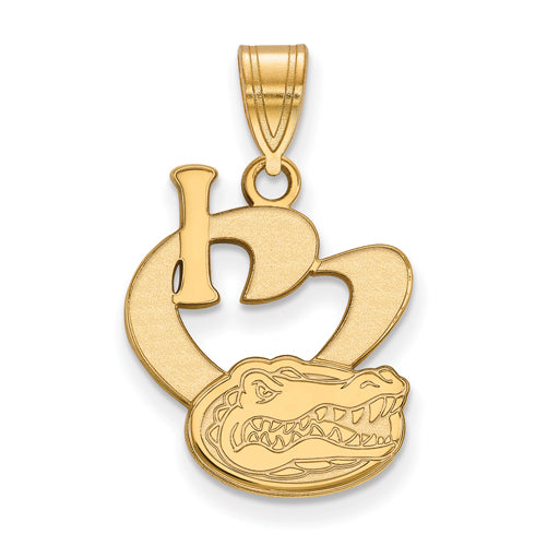 SS w/GP University of Florida Large I Heart Gator Pendant