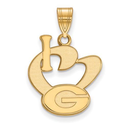 SS w/GP University of Georgia Medium I Heart Letter G Pendant