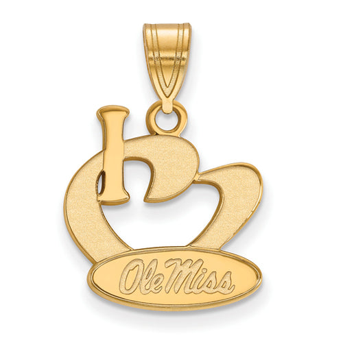 SS w/GP University  of Mississippi Large I Heart Ole Miss Pendant