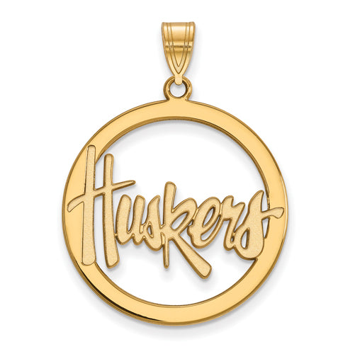 SS w/GP University of Nebraska L Pendant in Circle