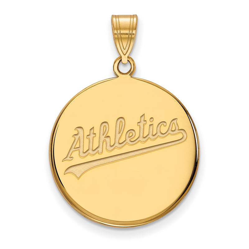 SS w/GP MLB LogoArt Oakland Athletics Script Large Disc Pendant