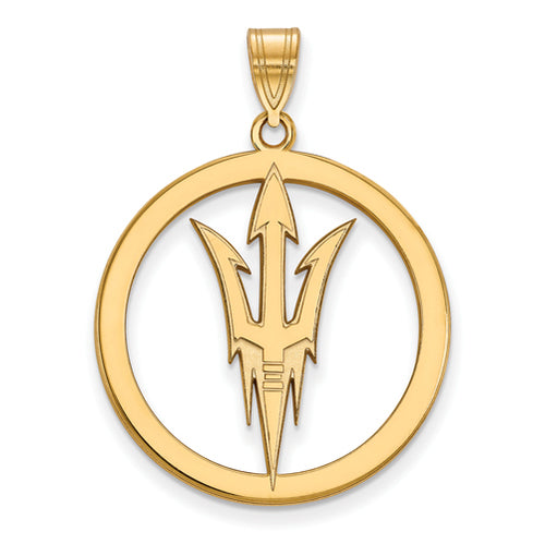 SS w/GP Ariz State University Large Pendant in Circle