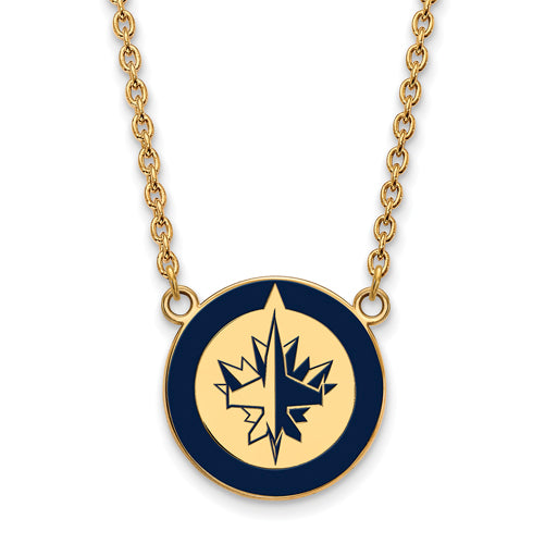 SS w/GP NHL Winnipeg Jets Lg Enl Pendant w/Necklace