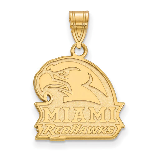 10ky Miami University Medium Red Hawk Logo Pendant