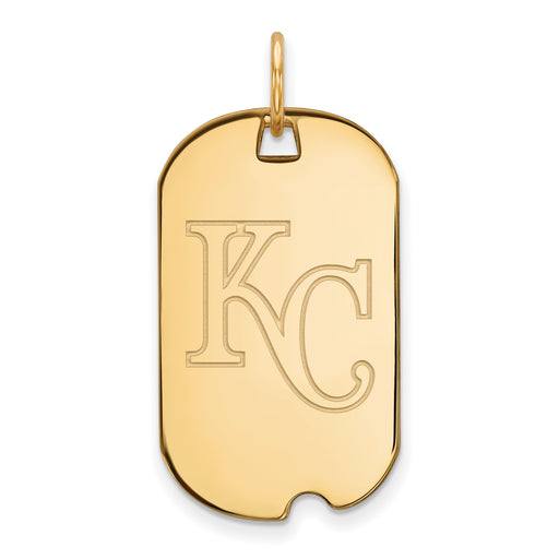 Sterling Silver Gold-plated MLB LogoArt Kansas City Royals Letters K-C Small Dog Tag